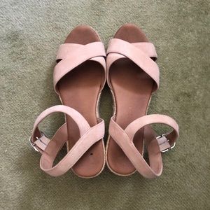 Eric michael beige suede espadrille wedge sandals